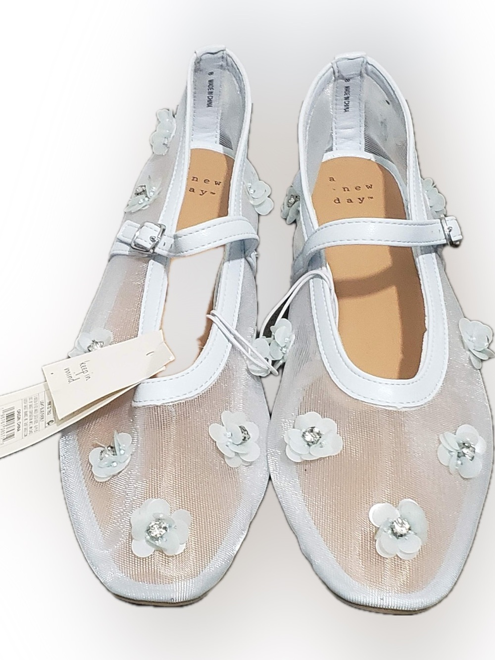 a new day Everly Floral Mesh Mary Jane Flats size 8